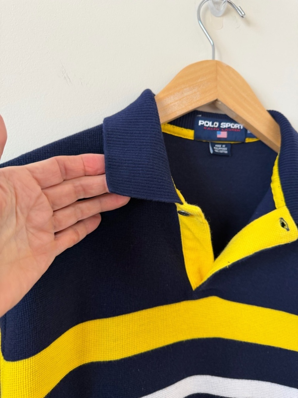 VTG Polo Sport Ralph Lauren Striped Polo Shirt Mens Cotton Classic 90s Size M - Picture 3 of 12